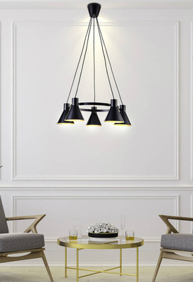 Lampe suspendue plafond noir et or mat 5x40W Plus Candellux 35-71163