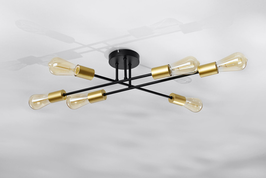 Plafonnier noir et or 6xE27 Crespilo 36-01245