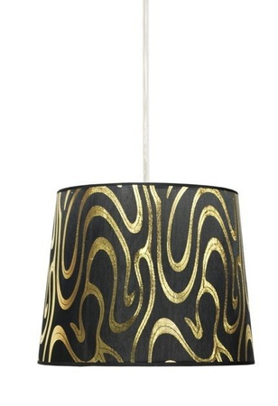 Lampa wisząca z abażurem Tiger klasyczna czarno-złota E27 do salonu