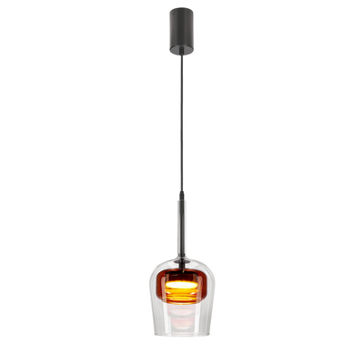 Pendant lamp Glaxi glass shade transparent and brown 1xGX53 over table