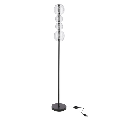 PLAYA lampadar negru 15W LED 3000K abajur sferic transparent