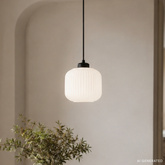 ESTILO lampa wisząca czarny 1x40W E27 klosz biały