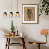 Lampă suspendată abajur din sticlă neagră și aurie 3x60W E27 Fresno Candellux 33-78094