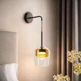Applique murale Glaxi abat jour en verre transparent et jaune pour chambre 1xGX53