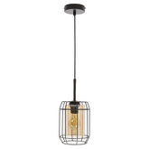 JONERA lampa wisząca czarny 1x40W E27 klosz  bursztynowy
