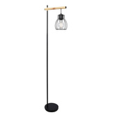 Black floor lamp with a steel basket shade Bernita 51-78766