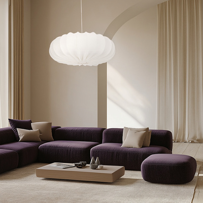 Hanging lamp CAFEE Scandinavian with cream latte shade 66cm modern ceiling lighting for living room and dining room E27
