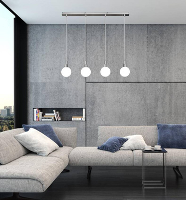 Hängelampe Chrom / weiße Kugel 4 Maldus 34-01474