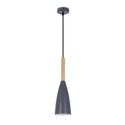 Hanging lamp gray + wood Trosa Ledea 50101266