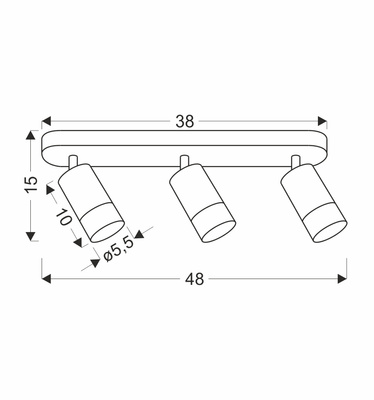 Lampa sufitowa Conti listwa regulowana 3-punktowa do salonu metalowa