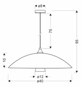 DUETTO lampa wisząca satynowy złoty 1x40W E27 klosz biały+biały z paskiem złotym