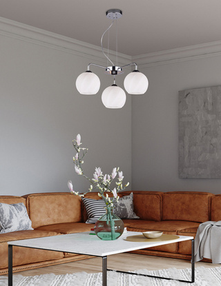 Lampa suspendata Larix crom 3x40w e27 abajur alb 33-23834