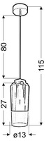 Plafoniera suspendata 1X60W E27 violet TUBE 31-51288