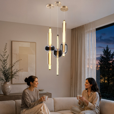 KELLY lampa wisząca złoty 8W LED 2700K klosz dymiony