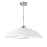 DUETTO lampa wisząca satynna nikiel 1x40W E27 klosz biały+białe paski