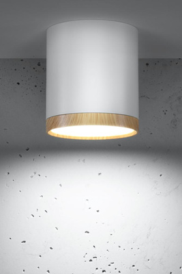 Ceiling lamp white/wooden LED 5W 4000K Tube 2273624