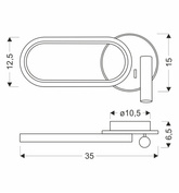MONET lampa kinkiet owal czarny 13W LED 3000K, 4000K, 6000K klosz biały 22-35691