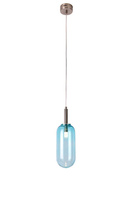 Hanging lamp FIUGGI blue with long glass shade modern LED lamp over table and for living room