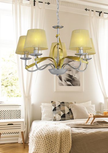 Hanging lamp chrome / gold ribbon 5xE14 DIVA 35-55064