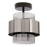 Spiega lampa sufitowa czarny+satyna nikiel 1x60W E27 klosz dymiony