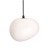 Lampa wisząca STONES 20 cm w stylu Japandi - z białym akrylowym kloszem inspirowanym kamieniem - minimalistyczne oświetlenie sufitowe do salonu E27