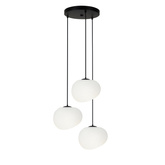 Pendant lamp STONES in Japandi style round base with 20 cm stone shaped acrylic shades modern living room lighting 3x E27