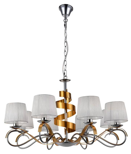 Lampa wisząca żyrandoł chrom/złoty 8x40W regulowany Denis Candellux 38-23469