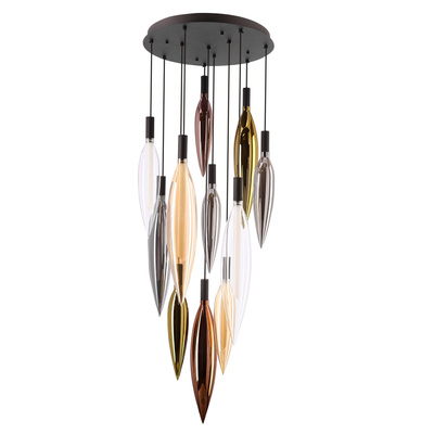 Lampa wisząca Nordic szklane tuby kolorowe do salonu