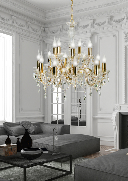 Lustre doré avec cristaux 15xE14 Maria Teresa 30-95810