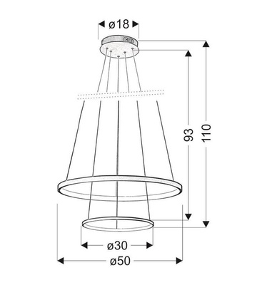 Hängelampe LED 40W rund 50cm Chrom LUNE 32-64769
