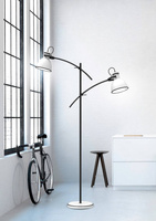 Lampa podłogowa czarno-biała regulowana prosta 2x40W Zumba 52-72672