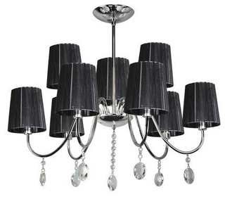 Hängelampe Chrom / Schwarz mit Kristallen 9x40W Sorento Candellux 39-38074