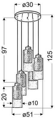 Lampă de tavan argintiu cu abajur de sticlă 5x60W Libano Candellux 35-51813