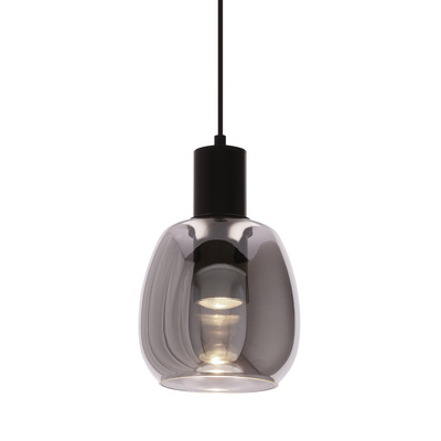Udin small lampa wisząca czarny 1x15W GU10 klosz szary