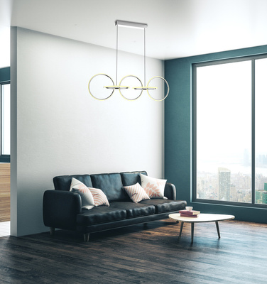 Lampa wisząca KOS nowoczesna – srebrne okręgi LED 4000K- minimalistyczna lampa nad stół