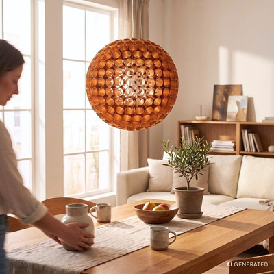 Lampa sufitowa miedziana kula z metalowych rurek E27 Abros Candellux 31-09074