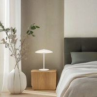 Table lamp LUND in Scandinavian style white plate shade minimalist lamp for living room and bedroom