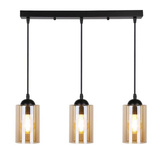 Hanging lamp black / brown strip 3xE27 Bistro 33-00545