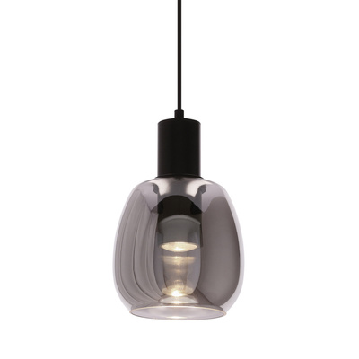 Udin small lampa wisząca czarny 1x15W GU10 klosz szary