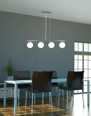 Suspension chrome / boule blanche 4 RAISA 34-01399