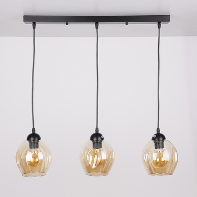 Suspension en verre noir / marron 3xE27 Aspa 33-00606