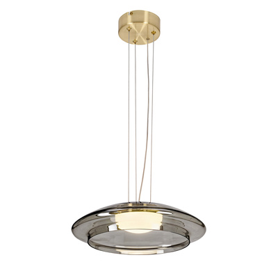 Suspension Ombre 34 en verre pour table de salon avec abat jour fumé