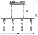 Lampa wisząca LED chromowa z kryształkami 4x3W Prisma Candellux 34-25708