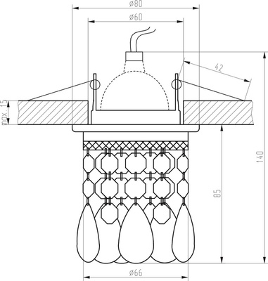 Ceiling luminaire Candellux 50W fixed decorative black