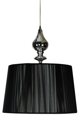 Chrome hanging lamp with black thread lampshade Gillenia Candellux 31-21437