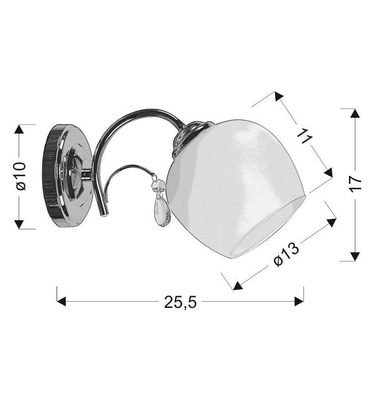 Abajur din sticla croma alb cu cristal 40W Zachera Candellux 21-76984