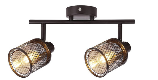 Plafonnier café or avec abat-jour ambre 2x40W Canabera Candellux 92-81766
