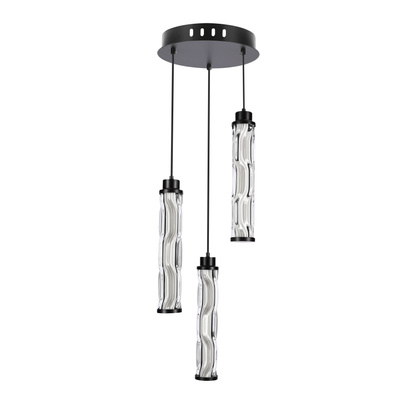 CORTE lampă suspendată plată negru mat 25W LED 3000K abajur transparent