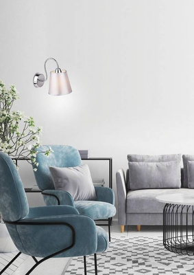 Runde Wandleuchte aus Chrom mit grauem Stoffschirm Luk Candellux 21-70739 