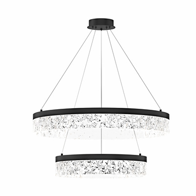 FROZI Pendant Lamp BLACK 38W 3000K LED Clear Crystals